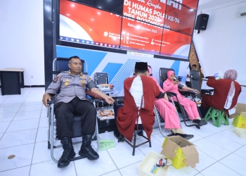 Aksi Donor Darah Warnai Peringatan Hari Jadi ke-74 Humas Polri di Bojonegoro