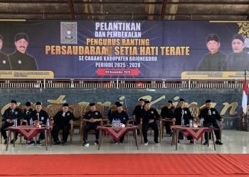 Ratusan Pengurus Ranting SH Terate se-Bojonegoro Dilantik. Kang Mas Wahyu: Jalankan Amanah dengan Ikhlas dan Sesuai Ajaran Organisasi