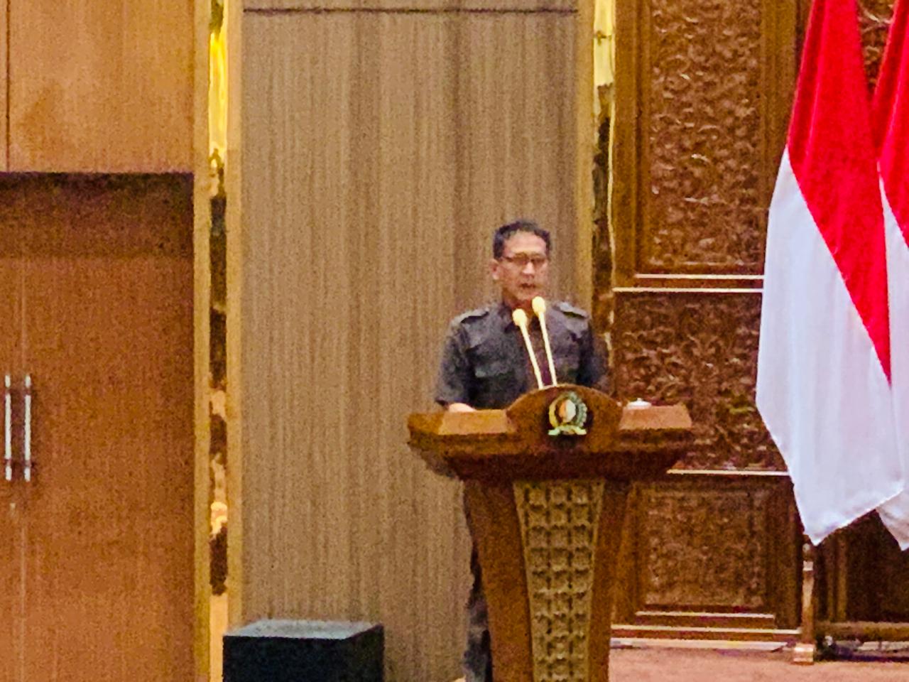 Bupati Bojonegoro Setyo Wahono memaparkan jawaban atas pandangan umum fraksi-fraksi DPRD dalam Rapat Paripurna DPRD Bojonegoro terkait pertanggungjawaban pelaksanaan APBD Tahun Anggaran 2025.