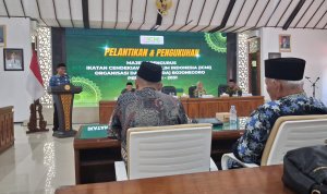 Bupati Bojonegoro Setyo Wahono memberikan sambutan pada Pelantikan ICMI Orda Bojonegoro Periode 2026–2031.