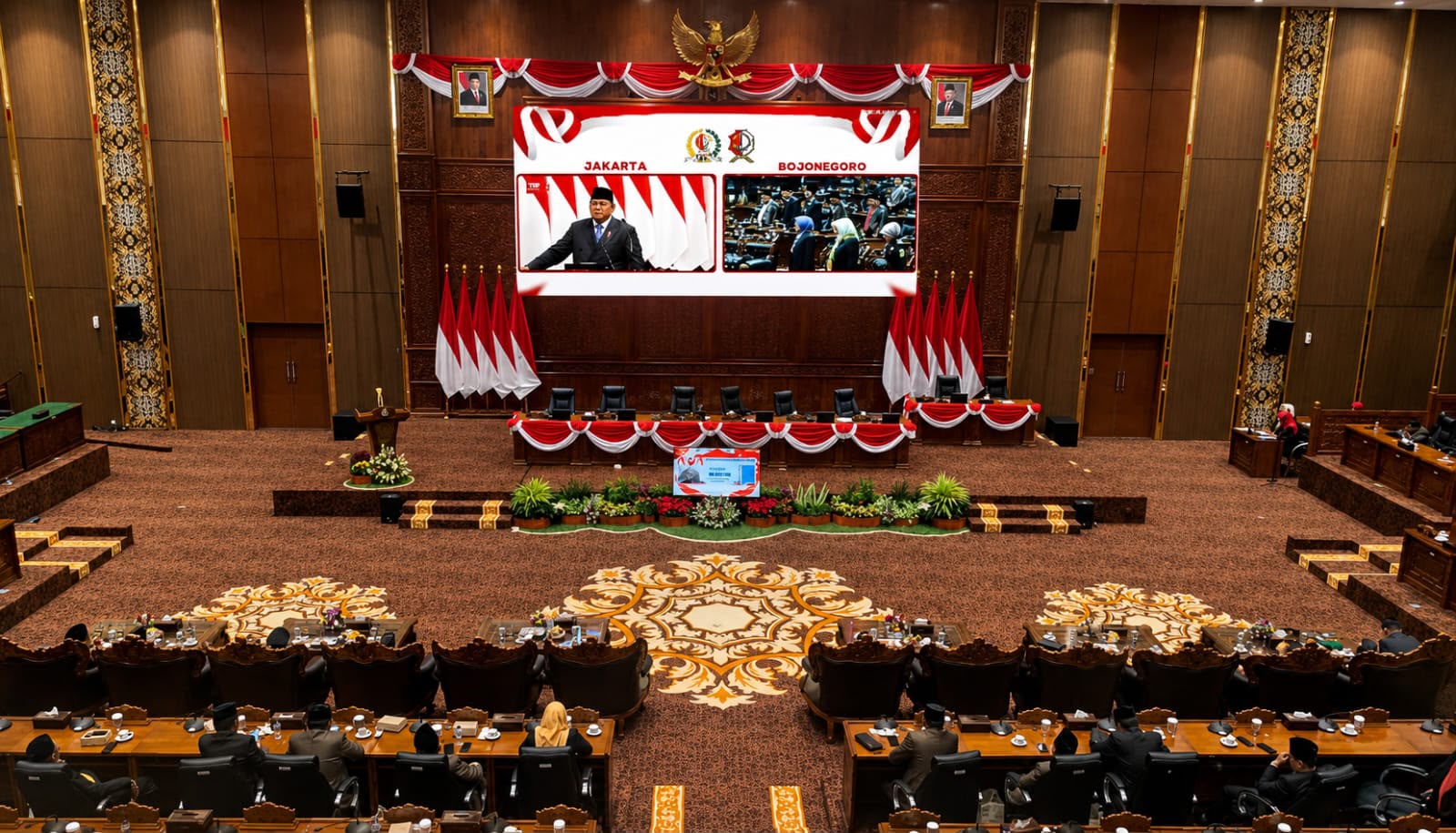 Rapat Paripurna Istimewa DPRD Kabupaten Bojonegoro dengan agenda mendengarkan Pidato Kenegaraan Presiden RI, Jumat (14/8/2026).