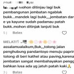 Gambar tangkapan layar keluhan warga di media sosial terkait Jembatan Ngablak di Bojonegoro yang dibangun melalui program BKKD 2025.