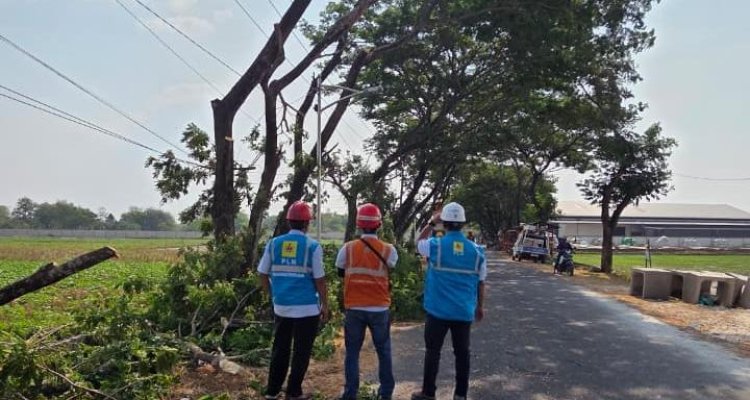 PLN ULP Sumberrejo bersama Tim ES UP3 Bojonegoro saat apel pembukaan kegiatan PACER+ di Balai Desa Pohwates, Kecamatan Kedungadem, Kabupaten Bojonegoro.