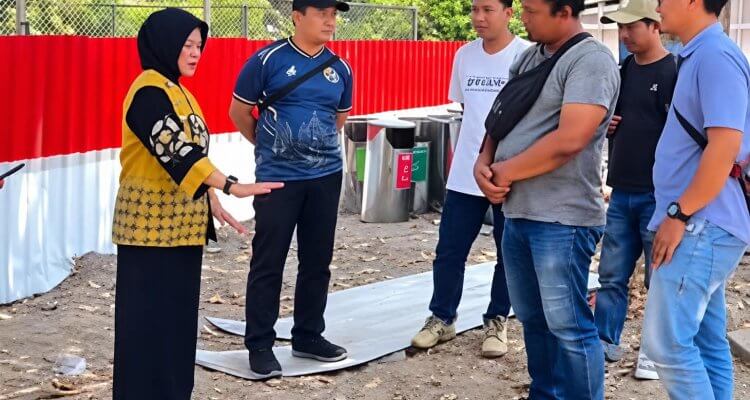 Wakil Bupati Bojonegoro Nurul Azizah saat melakukan sidak pembangunan Taman Rajekwesi.