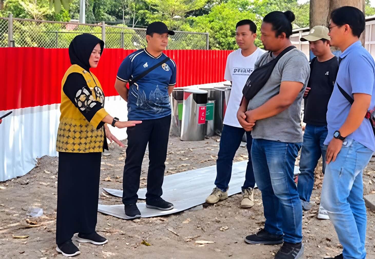 Wakil Bupati Bojonegoro Nurul Azizah saat melakukan sidak pembangunan Taman Rajekwesi.