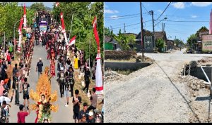 Gelaran Sound Horeg Bayemgede dan kondisi jembatan yang menjadi sorotan masyarakat di Kecamatan Kepohbaru, Bojonegoro.