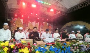 Penasihat Jami’yah Sholawat Kalimosodo Bojonegoro, Andy Wijanarko, dalam kegiatan Harlah ke-3 Jami’yah Sholawat Kalimosodo dan Harlah ke-4 P3S Bojonegoro di Desa Pilangsari, Kecamatan Kalitidu, Selasa (29/9/2026).
