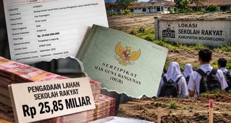 Ilustrasi pengadaan lahan Sekolah Rakyat Bojonegoro dengan pagu Rp25,85 miliar untuk luas 4,7 hektare.